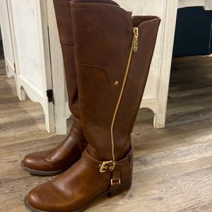 Guess Brown Faux Leather Riding Boots (Size 8.5)